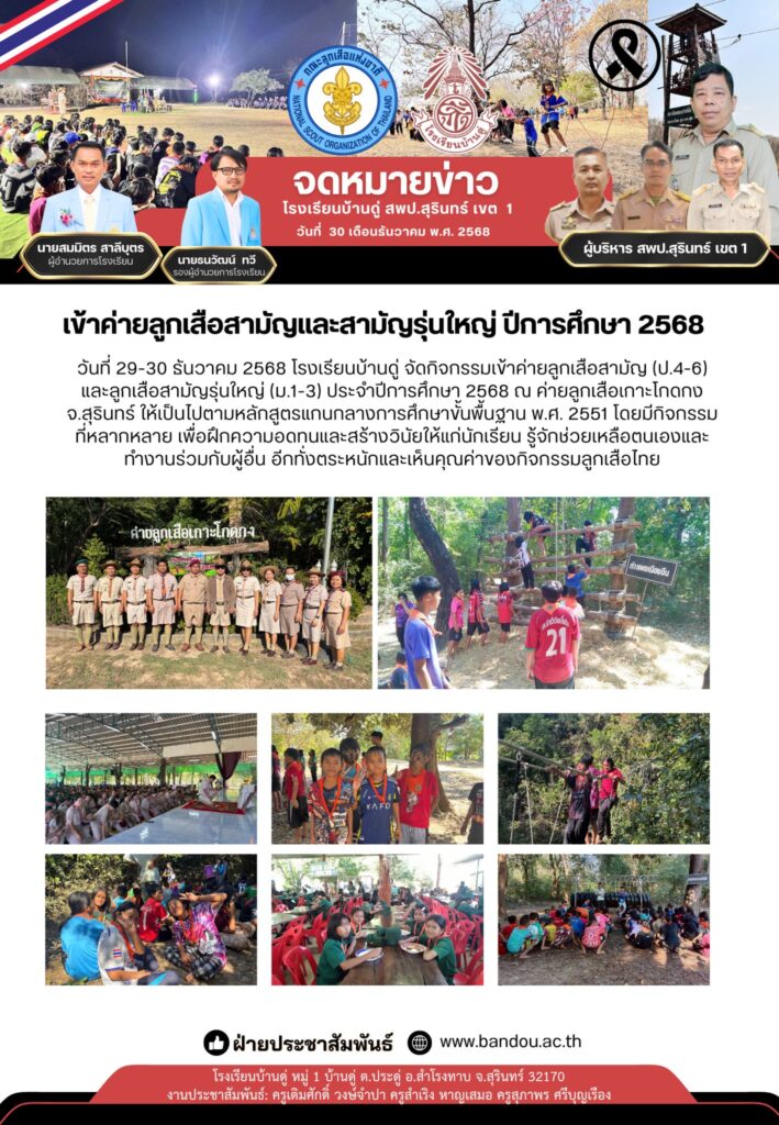 เข้าค่ายลูกเสือสามัญและลูกเสือสามัญรุ่นใหญ่ 2568