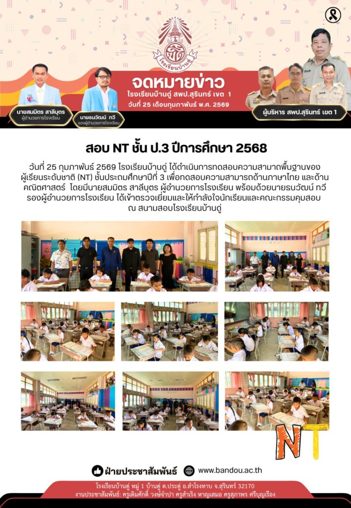 สอบ NT ชั้น ป.3 ปีการศึกษา 2568